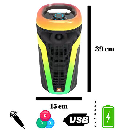 HEPU HP-113 5W Mikrofonlu RGB Led Kablosuz Bluetooth Hoparlör