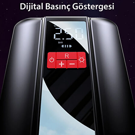 Yesido VC04 Çok Fonksiyonlu Dijital Göstergeli 4.000 mAh Bataryalı Kablosuz Hava Kompresörü - Siyah