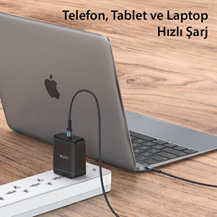 Yesido CA78 Hasırlı Type-C to Type-C 60W PD Hızlı Şarj Kablosu - Siyah