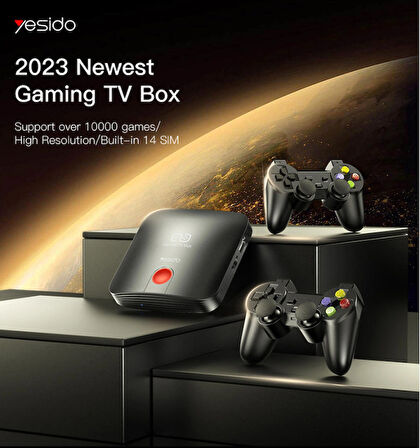 Yesido TV12 4K Wifi Android Tv Box + Game Box (2 Adet Oyun Konsol Kolu +10000 Adet Oyun Dahil)