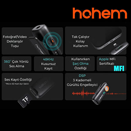 Hohem MIC-01 Wireless Yaka Mikrofonu (Lightning)