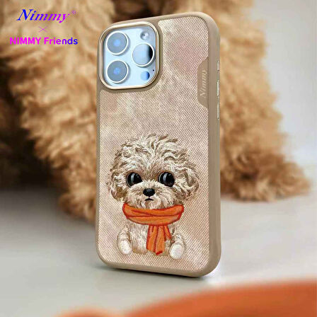 iPhone 16 Uyumlu 3D Göz Köpek Detaylı Gerçek Nakış İşlemeli Kabartmalı New Big Eyes Kılıf
