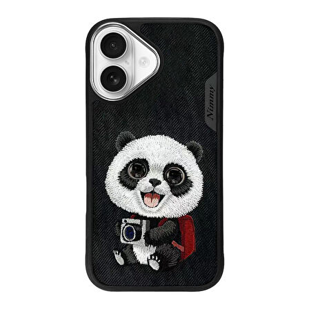 iPhone 16 Uyumlu 3D Göz Panda Detaylı Gerçek Nakış İşlemeli Kabartmalı New Big Eyes Kılıf
