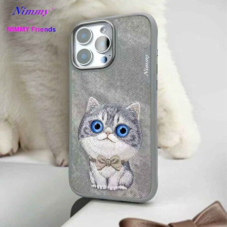 iPhone 16 Uyumlu 3D Göz Kedi Detaylı Gerçek Nakış İşlemeli Kabartmalı New Big Eyes Kılıf