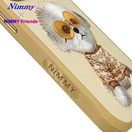 iPhone 15 Pro Uyumlu 3D Gözlük Zincir Rich Kedi Detaylı Nakış İşlemeli Kabartmalı Cool Glasses Kılıf