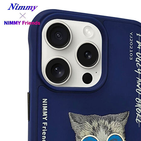 iPhone 15 Pro Max Uyumlu 3D Gözlük Zincir Handsome Kedi Nakış İşlemeli Kabartmalı Cool Glasses Kılıf