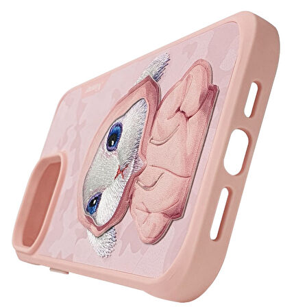 iPhone 15 Pro Max Uyumlu 3D Kıyafet Tavşan Detaylı Nakış İşlemeli Kabartmalı Fashion Pet Kılıf