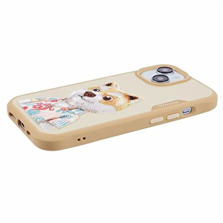 iPhone 15 Uyumlu 3D Kıyafet Shiba Detaylı Nakış İşlemeli Kabartmalı Fashion Pet Kılıf