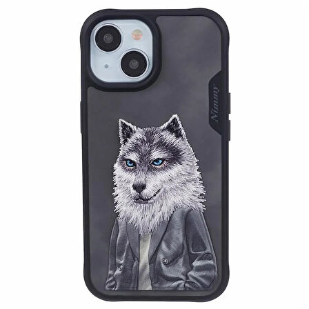 iPhone 15 Uyumlu 3D Kıyafet Kurt Detaylı Nakış İşlemeli Kabartmalı Fashion Pet Kılıf
