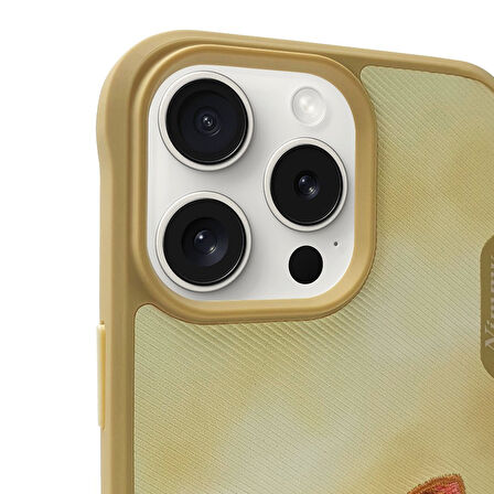 iPhone 15 Pro Max Uyumlu 3D Göz Golden Kedi Detaylı Gerçek Nakış İşlemeli Kabartmalı Big Eyes Kılıf