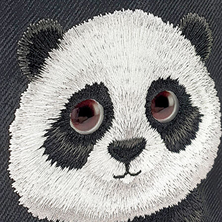 iPhone 15 Pro Max Uyumlu 3D Göz Panda Detaylı Gerçek Nakış İşlemeli Kabartmalı Big Eyes Kılıf