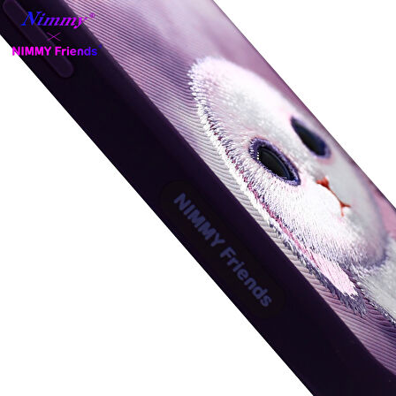 iPhone 15 Pro Uyumlu 3D Göz Mor Tavşan Detaylı Nakış İşlemeli Kabartmalı Big Eyes Kılıf