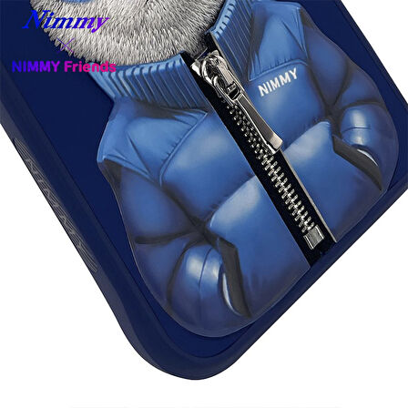 iPhone 15 Pro Uyumlu 3D Gözlük Fermuar Kedi Detaylı Nakış İşlemeli Kabartmalı Cool Cute Kılıf