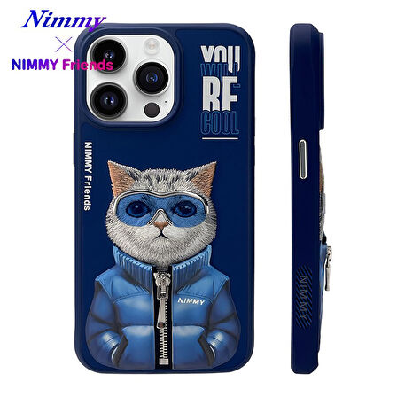 iPhone 15 Pro Max Uyumlu 3D Gözlük Fermuar Kedi Detaylı Nakış İşlemeli Kabartmalı Cool Cute Kılıf