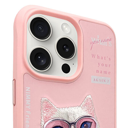 iPhone 15 Pro Uyumlu 3D Gözlük Fermuar Beauty Kedi Nakış İşlemeli Kabartmalı Cool Cute Kılıf