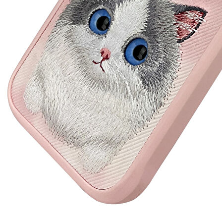Samsung S24 Ultra Uyumlu 3D Göz Kedi Detaylı Gerçek Nakış İşlemeli Kabartmalı Big Eyes Kılıf