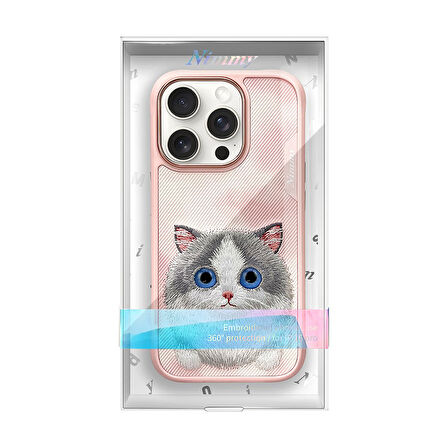 Samsung S24 Ultra Uyumlu 3D Göz Kedi Detaylı Gerçek Nakış İşlemeli Kabartmalı Big Eyes Kılıf