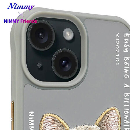 iPhone 15 Uyumlu 3D Gözlük Dolar Zincir Köpek Detaylı Nakış İşlemeli Kabartmalı Cool Glasses Kılıf