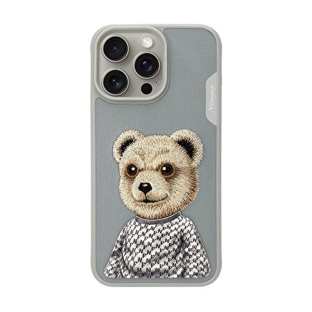 Nimmy iPhone 15 Pro Uyumlu Gri Bear Series Tlefon Kılıfı