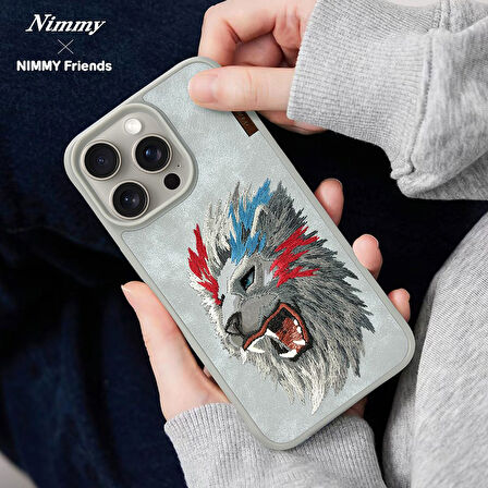 iPhone 15 Pro Max Uyumlu 3D Göz Aslan Detaylı Nakış İşlemeli Kabartmalı Raptor Kılıf