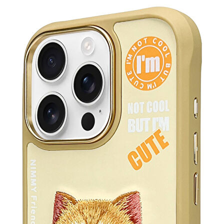 iPhone 16 Pro Uyumlu 3D Gözlük Fermuar Hipster Kedi Nakış İşlemeli Kabartmalı Cool Cute Kılıf