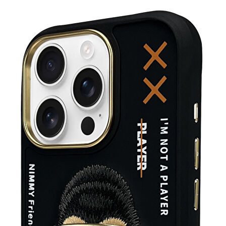 iPhone 16 Pro Max Uyumlu 3D Gözlük Fermuar Goril Detaylı Nakış İşlemeli Kabartmalı Cool Cute Kılıf