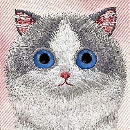 iPhone 16 Pro Uyumlu 3D Göz Kedi Detaylı Gerçek Nakış İşlemeli Kabartmalı Big Eyes Kılıf