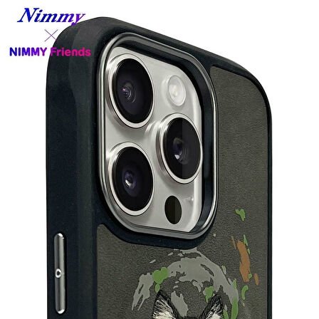 iPhone 16 Pro Uyumlu MagSafe Özellikli Gerçek Nakış İşlemeli Kurt Desenli Dazzling  Kılıf