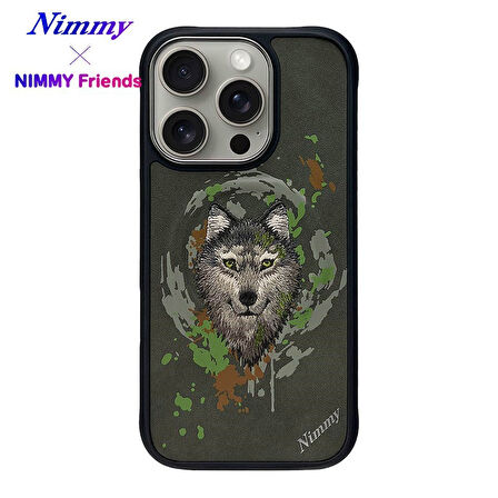 iPhone 16 Pro Max Uyumlu MagSafe Özellikli Gerçek Nakış İşlemeli Kurt Desenli Dazzling  Kılıf