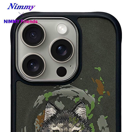 iPhone 16 Pro Max Uyumlu MagSafe Özellikli Gerçek Nakış İşlemeli Kurt Desenli Dazzling  Kılıf