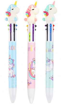 Unicorn Başlıklı 0.7 mm Altı Renk Tükenmez Kalem