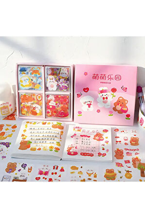 Sweet Bears Temalı 100 Yaprak 4 Bölmeli Sticker Seti • Bullet Journal (GGK-DG038)