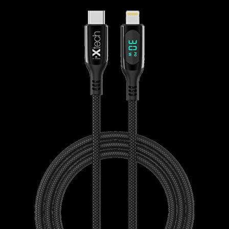 İxtech Dijital Şarj Göstergeli Type-C to Lightning 1M Şarj Kablosu IX-UC016
