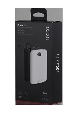 Ixtech 10000 mAh Hızlı Şarj Powerbank Siyah 