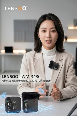 LENSGO LWM-348C Kablosuz Yaka Mikrofonu | 2.4GHz | Çiftli Sistem
