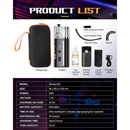 Lensgo Smoke Go All-In-One Handheld Fog Machine (30W)