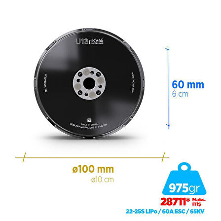 T-Motor U Power Type U13II 65KV Brushless Fırçasız Brushless Fırçasız UAV Motor Multikopter Multi-rotor Quadcopter Hexacopter Drone Motoru