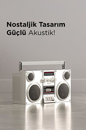 Torima OneDer D2 Gümüş Retro Tasarım Süper Bas Taşınabilir Hoparlör DJ Parti Bluetooth Speaker