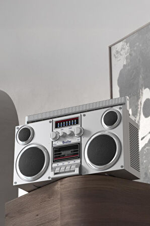 Torima OneDer D2 Gümüş Retro Tasarım Süper Bas Taşınabilir Hoparlör DJ Parti Bluetooth Speaker