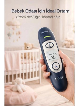 Uker Smarttemp Pro Temassız Termometre 4’ü 1 Arada Kulak Alın Ateş Ölçer Renkli Uyarı