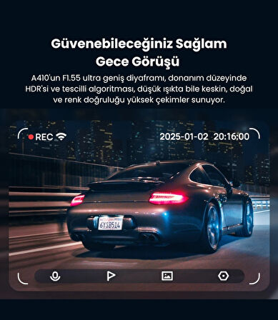 70MAİ 2.5k Araç Kamerası A410 Ön Kamera ( Sadece Ön Kamera ) Süper Gece Görüşü F1.55 Dahili Wi-Fi