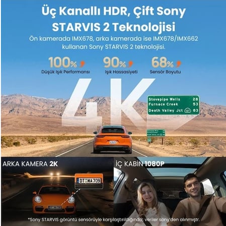 70MAİ T800-2 Ön Kamera +İç Kamera + RC24 Arka Kamera 128GB