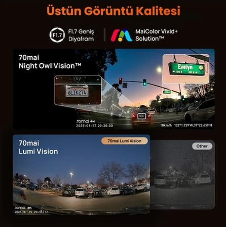 70MAİ T800-2 Ön Kamera +İç Kamera + RC24 Arka Kamera 128GB
