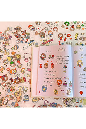 Momojanbo Temalı 100 Yaprak 4 Bölmeli Sticker Seti • Bullet Journal (GGK-DJ061)