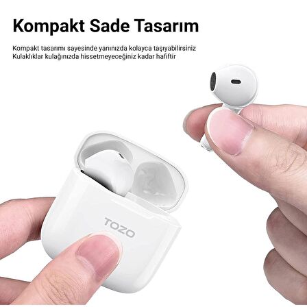 Tozo A3 DSP Gürültü Engelleme Bluetooth 5.3 TWS Kablosuz Kulaklık Beyaz