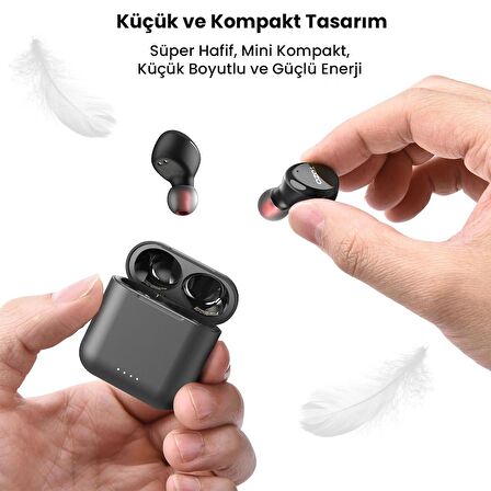 Tozo T6S IPX8 Su Geçirmez ENC Gürültü Engelleme Bluetooth 5.3 TWS Kablosuz Kulaklık Siyah