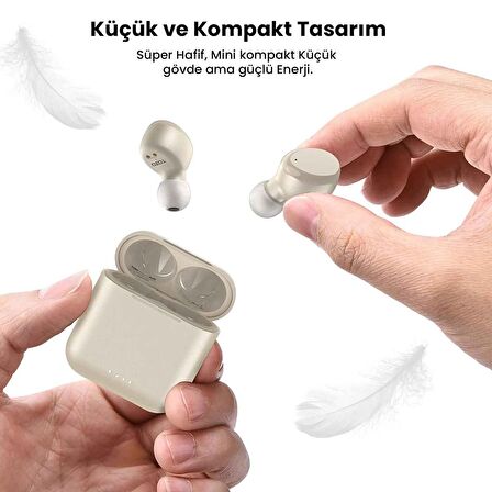 Tozo T6S IPX8 Su Geçirmez ENC Gürültü Engelleme Bluetooth 5.3 TWS Kablosuz Kulaklık Şampanya