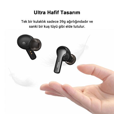 Tozo Agile Pods IPX5 Suya Dayanıklı Bluetooth 5.3 TWS Kablosuz Kulaklık Siyah