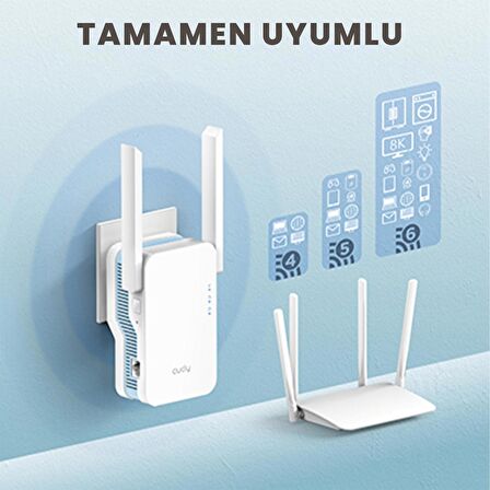 Cudy RE1200 5GHz 867Mbps, 2.4GHz 300Mbps, Wi-Fi Mesh Menzil Genişletici Repeater(AC1200 Serisi)