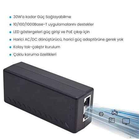 Cudy POE200 Base-T AC/DC 30W Gigabit PoE+/PoE Enjektör